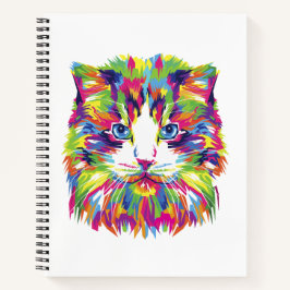 Cuaderno Gato abstracto colorido, ilustración de animal dib