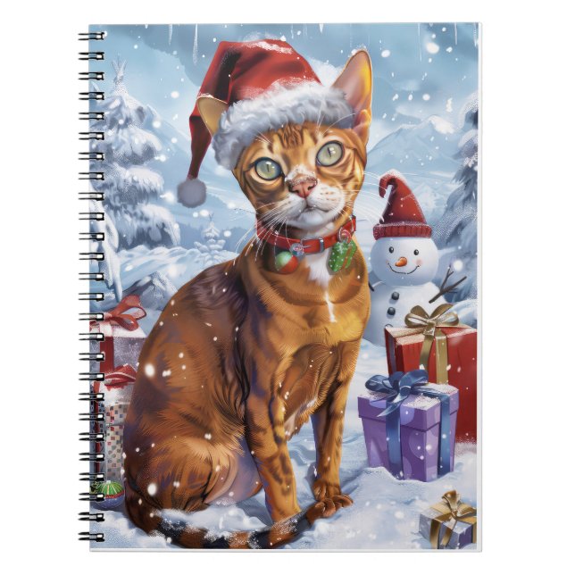Cuaderno Gato abysiniano de invierno Navidad maravilla (Frente)