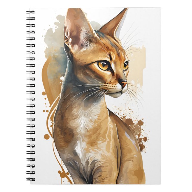 Cuaderno GATO ABYSSINIAN DE bonito WATERCOLOR (Frente)