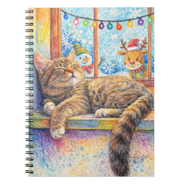 Cuaderno Gato Acogedor Durmiendo junto a la Ventana de Navi (Frente)