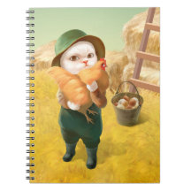 Gato Adorable con Hen en la Granja