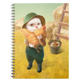 Cuaderno Gato Adorable con Hen en la Granja