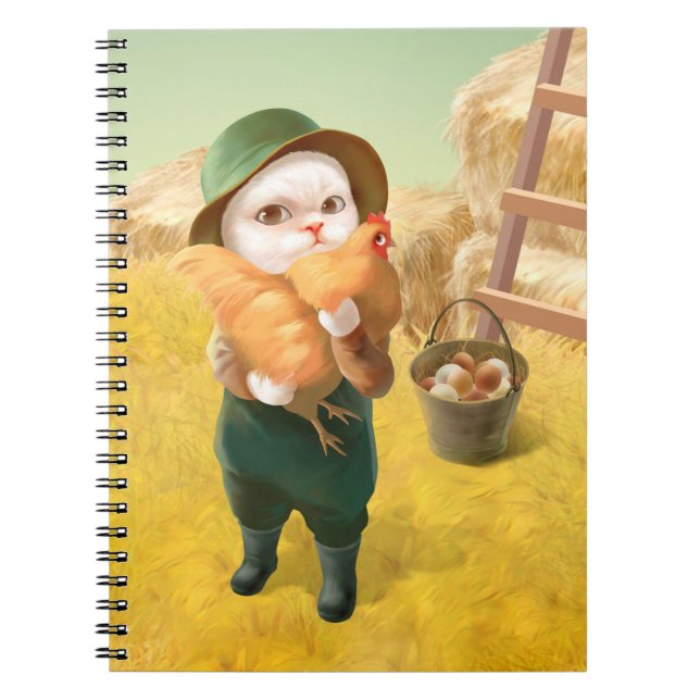 Cuaderno Gato Adorable con Hen en la Granja (Frente)