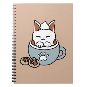Cuaderno Gato adorable en diseño de vacaciones de peluche -