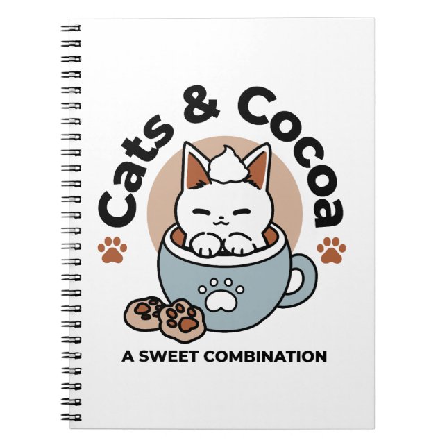 Cuaderno Gato adorable en diseño de vacaciones de peluche - (Frente)