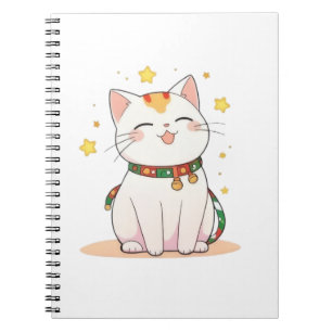 Cuaderno Gato Afortunado con Diseño Kawaii de Estrellas