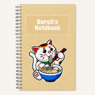 Cuaderno Gato afortunado Ramen personalizado