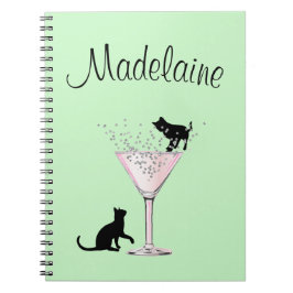 Cuaderno Gato Amantes burbuja modernidad Moneda Verde Perso