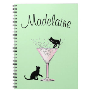 Cuaderno Gato Amantes burbuja modernidad Moneda Verde Perso