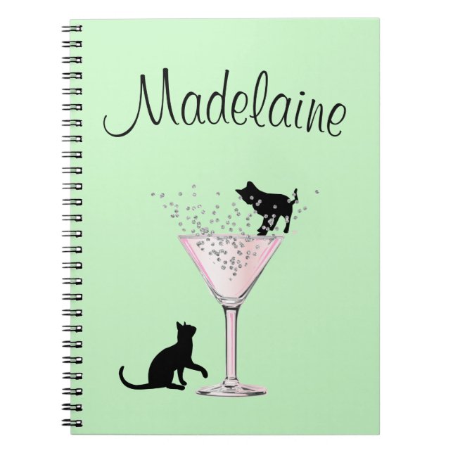 Cuaderno Gato Amantes burbuja modernidad Moneda Verde Perso (Frente)