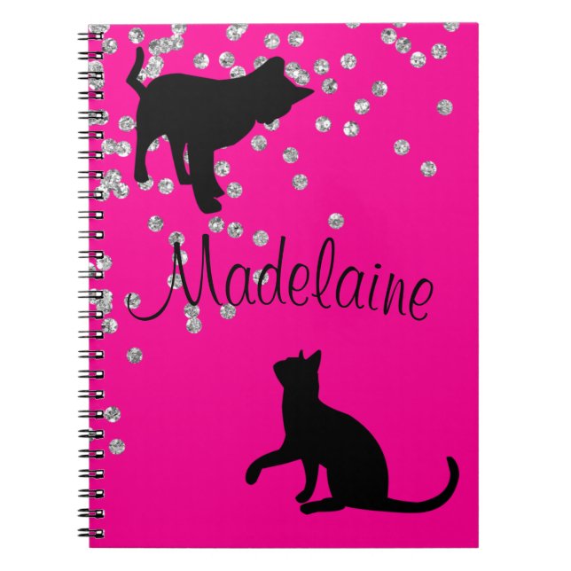 Cuaderno Gato Amantes de los Lugares Rosa Modernos Personal (Frente)