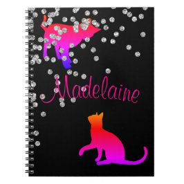 Cuaderno Gato Amantes de los modernos puntos rosados negros