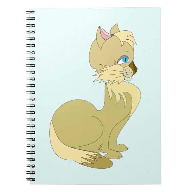Cuaderno Gato amarillo con ojos azules portátil tu texto de (Frente)