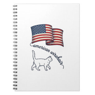Cuaderno Gato American Wirehair Patriótico Diseño Vintage_1