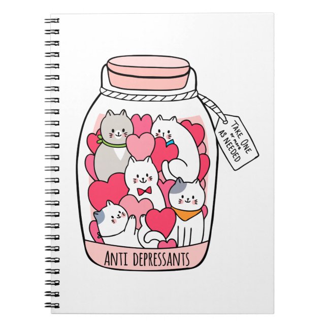 Cuaderno Gato antidepresivo divertido regalo para el amante (Frente)