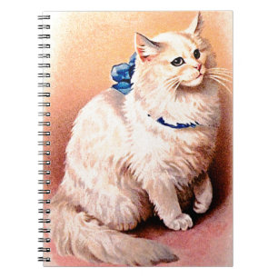 Cuaderno Gato Antiguo con Lazo Azul