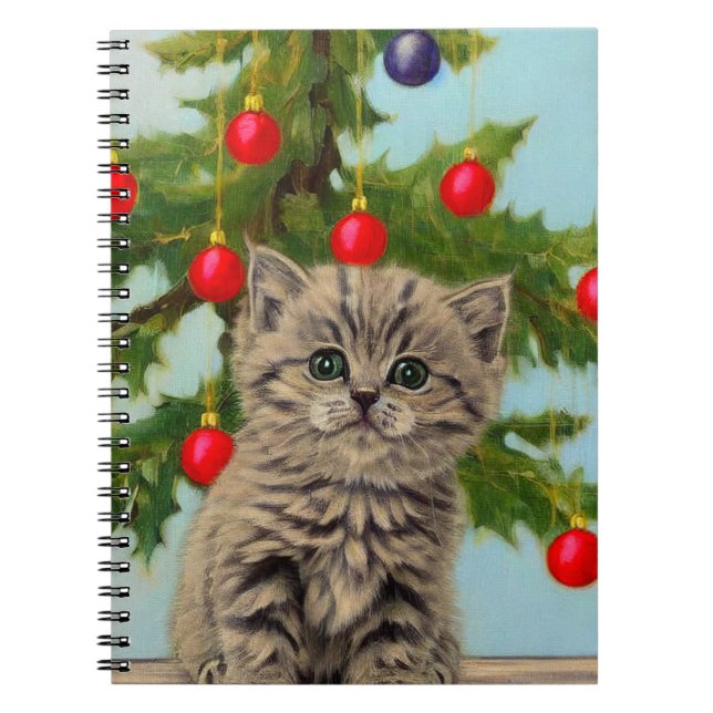 Cuaderno Gato Antiguo y Árbol de Navidad (Frente)