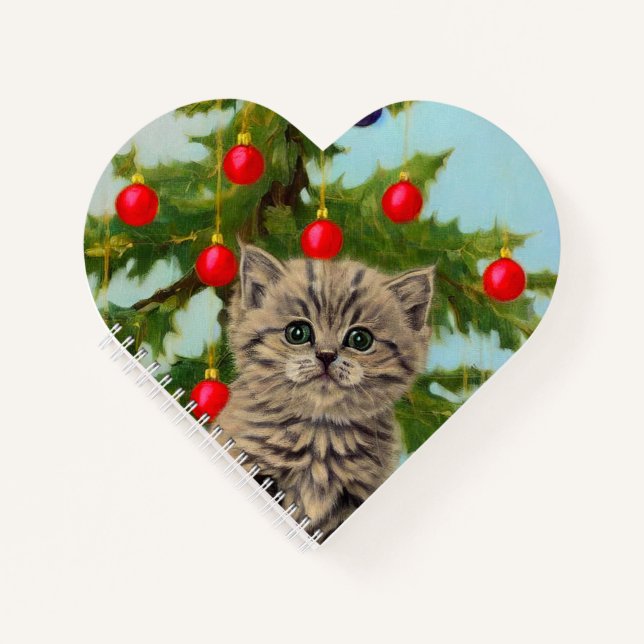 Cuaderno Gato antiguo y árbol de Navidad (Anverso)