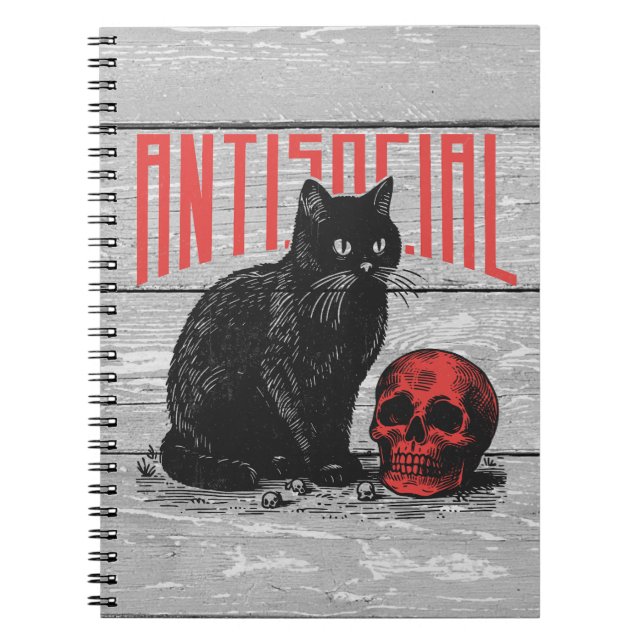 Cuaderno Gato antisocial y cráneo (Frente)