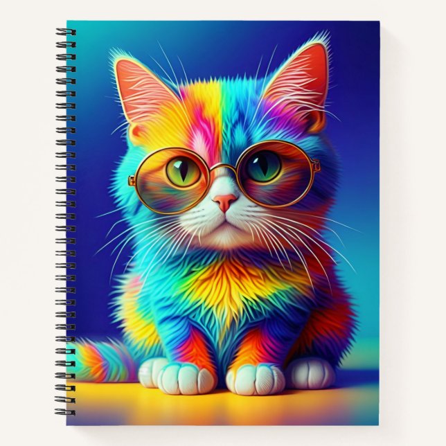Cuaderno Gato Arcoíris Con Gafas Retrato-47567 (Anverso)