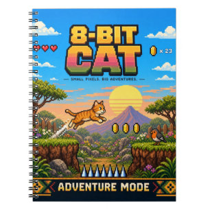 Cuaderno Gato, Arte de Pixel Retro de 8 Bits