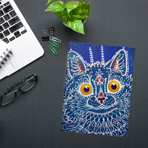 Cuaderno Gato artístico azul marino único caleidoscopio