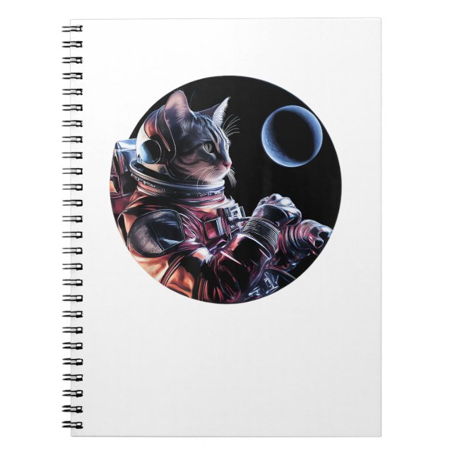 Cuaderno Gato astronauta con planeta (Frente)