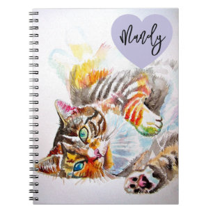 Cuaderno Gato atigrado Gatos Acuarela Felino Nombre de muje