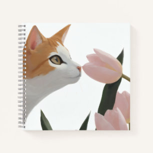 Cuaderno Gato Atigrado Naranja Amor por Tulipanes