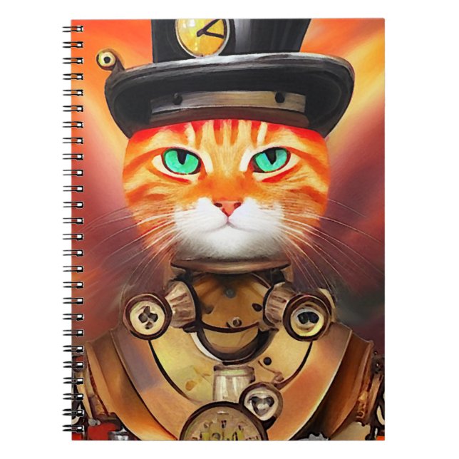 Cuaderno Gato atigrado naranja Steam Punk  (Frente)
