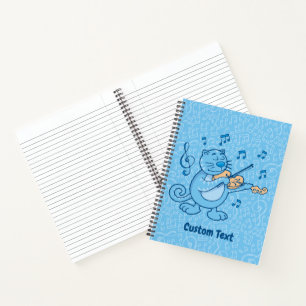 Cuaderno Gato azul con portátil violín