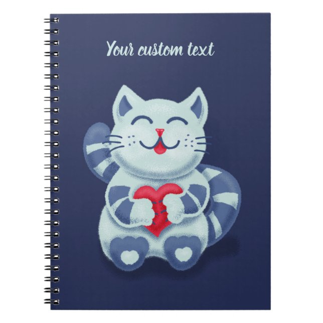 Cuaderno Gato Azul Mono de San Valentín para Niños (Frente)