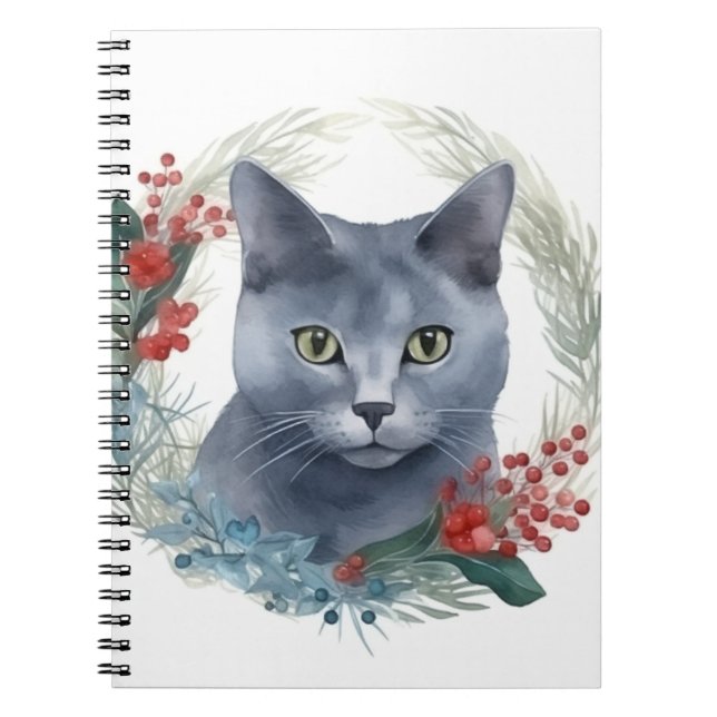 Cuaderno Gato azul ruso Navidades de gatos corean un gatito (Frente)