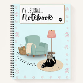Cuaderno Gato azul y negro lindo y divertido