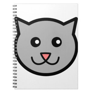 Cuaderno Gato bebé cara Mascota lindo sonríe gato grisáceo