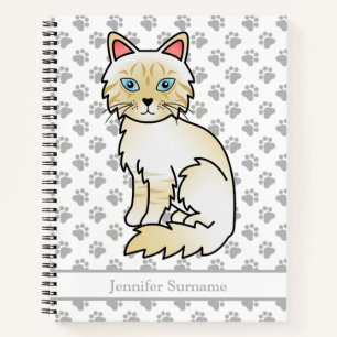 Cuaderno Gato Birman/Ragdoll de color atigrado crema y text