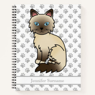Cuaderno Gato Birman / Ragdoll de punta de chocolate y text