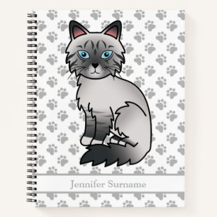 Cuaderno Gato Birman / Ragdoll de punto azul atigrado y tex