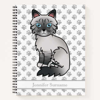 Cuaderno Gato Birman / Ragdoll de punto azul atigrado y tex
