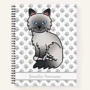 Cuaderno Gato Birman / Ragdoll de punto azul / Texto person