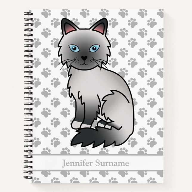 Cuaderno Gato Birman / Ragdoll de punto azul / Texto person (Anverso)