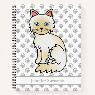 Cuaderno Gato Birman / Ragdoll de punto crema y texto perso