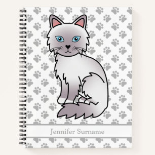 Cuaderno Gato Birman / Ragdoll de punto lila y texto person