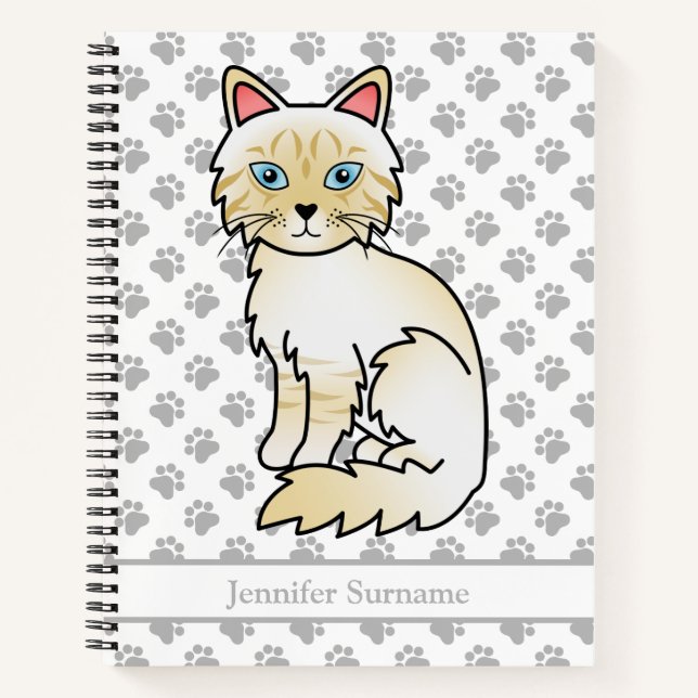 Cuaderno Gato Birman/Ragdoll Tabby de Punta Crema & Texto P (Anverso)