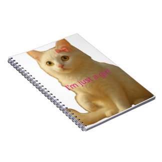 Cuaderno Gato Blanco Adorable "Solo Soy una Chica" Estética