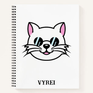 Cuaderno Gato blanco con gafas negras / gafas de sol