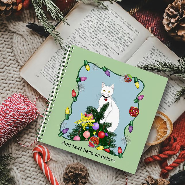 Cuaderno Gato blanco divertido del árbol de Navidad (Subido por el creador)