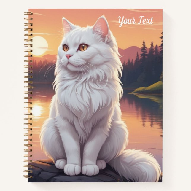 Cuaderno Gato blanco junto al lago (Anverso)