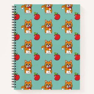 Cuaderno Gato blanco Naranja lindo comiendo Personalizado d