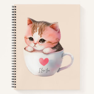 Cuaderno Gato blanco-rosado en una taza de té (2)